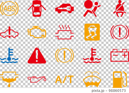 Warning and indicator lights on car instrument panel 98860573