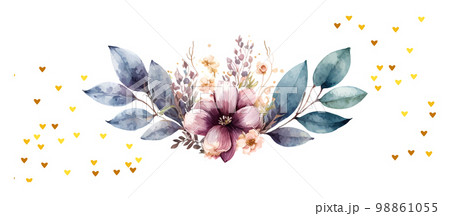 floral element Flower and green leaves. Wedding concept - flowers. Floral poster, invite. Vector arrangements for greeting card or invitation design floral element Flower and green leaves. Wedding concept - flowers. Floral poster, invite. Vector arrangements for greeting card or invitation design 98861055