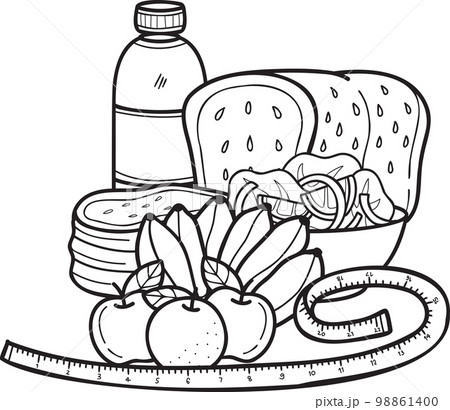 Hand Drawn Healthy Food Set illustration in doodle style Hand Drawn Healthy Food Set illustration in doodle style 98861400