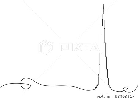 One single line drawing Tower landmark concept, abstract frame border in line art style, vector illustration isolated on white background with place for your text message One single line drawing Tower landmark concept, abstract frame border in line art style, vector illustration isolated on white background with place for your text message 98863317