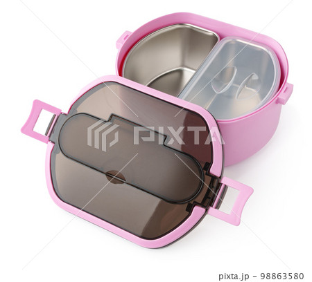 Close up Plastic food box isolated on white background Close up Plastic food box isolated on white background 98863580