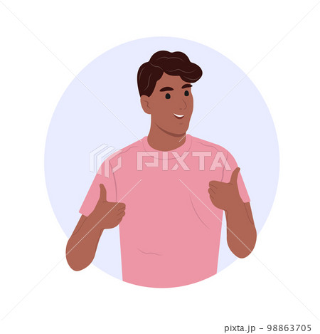 Pink shirt day in Canada.Young smiling guy supports anti-bullying day in schools, at work, at home and online. 98863705
