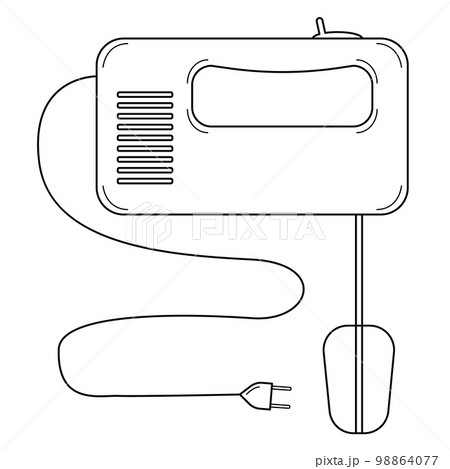 Hand drawn kitchen hand mixer. Tool for whipping products. Outline. Vector Hand drawn kitchen hand mixer. Tool for whipping products. Outline. Vector 98864077