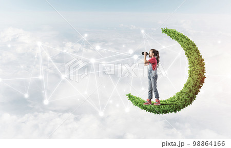 Idea of children Internet communication or online playing and parent control 98864166