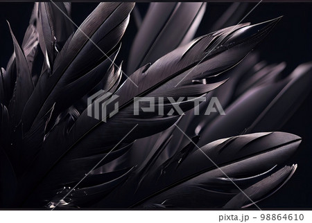 Black Feathers Background, Black Swan Wings Pattern, Abstract Generative AI Illustration Black Feathers Background, Black Swan Wings Pattern, Abstract Generative AI Illustration 98864610