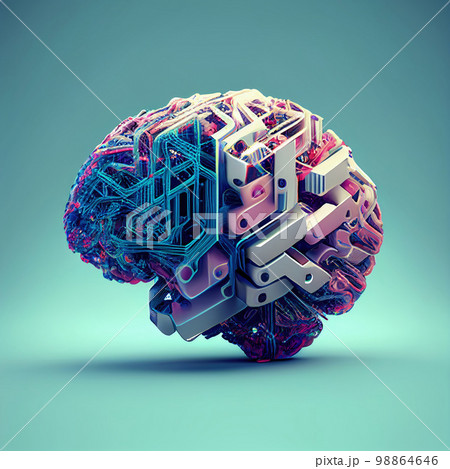 Digital Cloud Brain, Abstract Artificial Intelligence, Generative AI Illustration Digital Cloud Brain, Abstract Artificial Intelligence, Generative AI Illustration 98864646
