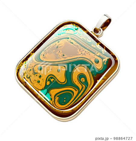 Handmade Epoxy Resin Pendant Isolated, Bijouterie Imitation on White Background 98864727