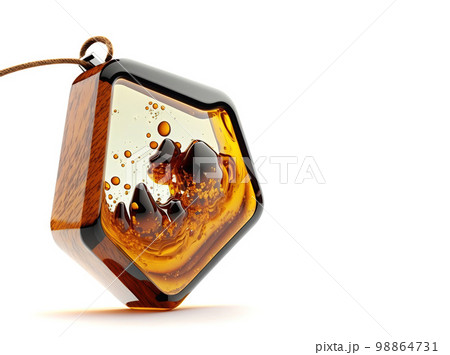 Handmade Epoxy Resin Pendant Isolated, Bijouterie Imitation on White Background 98864731