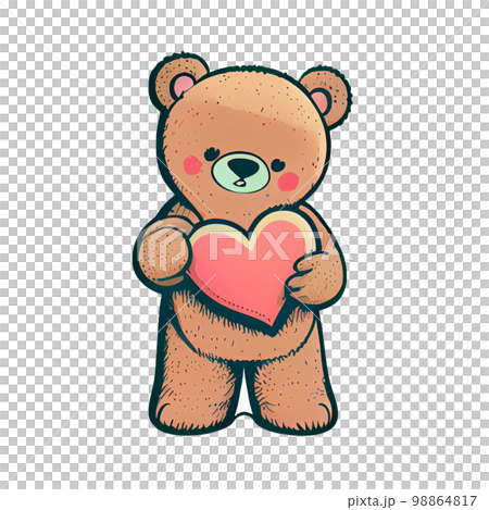 Cute teddy bear with heart Stock Illustration