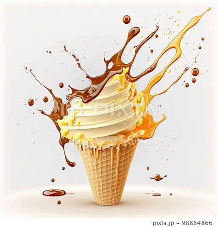 Ice Cream Cone Isolated, Icecream Drawing Imitation, Waffle Gelato, Ice Cream Splash Ice Cream Cone Isolated, Icecream Drawing Imitation, Waffle Gelato, Ice Cream Splash 98864866