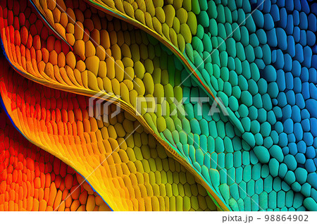 Chameleon Skin Texture Background, Colored Lizard Scales, Iguana Leather, Generative AI Illustration 98864902