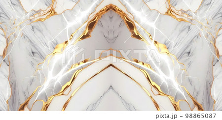 White Gold Marble Background, Luxury Granite Texture with Golden Waves, Natural Marble Stone Pattern 98865087
