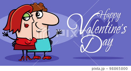 Valentines Day design with comic couple in love Valentines Day design with comic couple in love 98865800