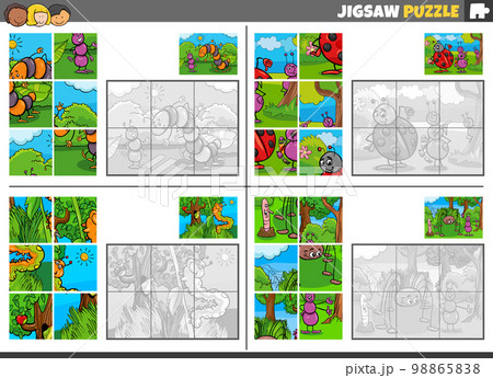 jigsaw puzzle game set with cartoon insects 98865838