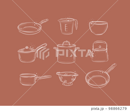 Kitchenware for everyday cooking coral color Kitchenware for everyday cooking coral color 98866279
