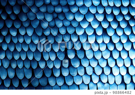 Blue Color Feathers Background, Colored Plumage with a Rainbow Tint, Generative Ai Illustration 98866482