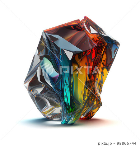 Rainbow Crystal Isolated, Titanium Color Stone, Rainbow Gem, Generative Ai Illustration 98866744