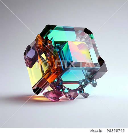 Rainbow Crystal Isolated, Titanium Color Stone, Rainbow Gem, Generative Ai Illustration 98866746