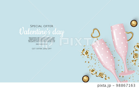 Valentine s Day Sale Poster or banner with hearts. Promotion and shopping template or background for Love and Valentine s day concept 98867163