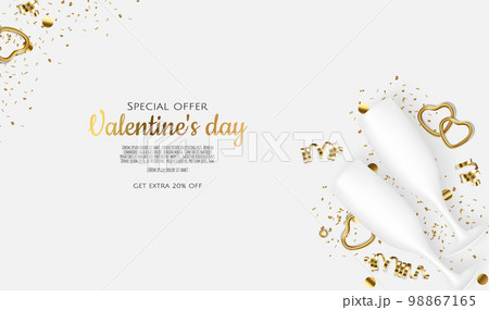 Valentine s Day Sale Poster or banner with hearts. Promotion and shopping template or background for Love and Valentine s day concept 98867165