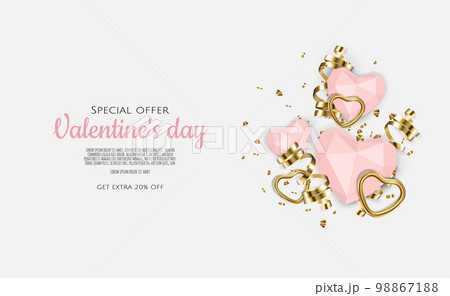 Valentine s Day Sale Poster or banner with hearts. Promotion and shopping template or background for Love and Valentine s day concept 98867188