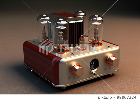 Vintage Vacuum Tube Amplifier, Retro Electrical Device, Generative AI Illustration 98867224