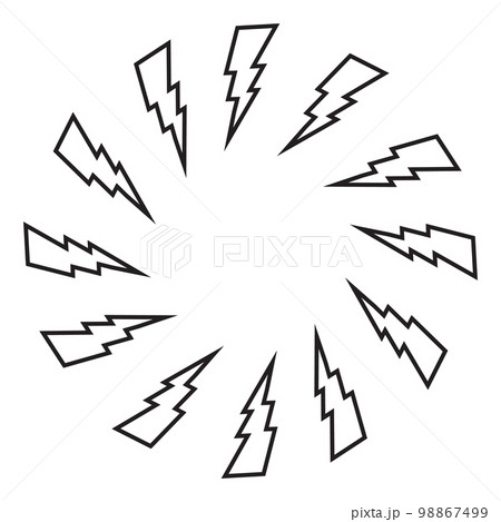 Lighting Strike Round Frame, Battery Charger Circular Pictogram, Lightning Bolt Background, Thunderbolt Frame 98867499