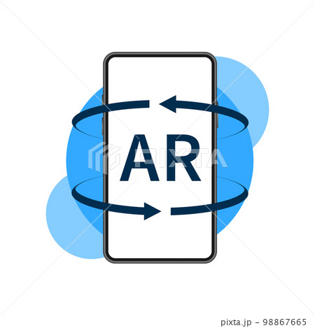 Augmented reality icon. AR symbol. Virtual reality on smartphone. Augmented reality icon. AR symbol. Virtual reality on smartphone. 98867665