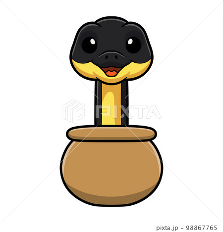 Cute yellow bellied sea snake cartoon inside bag Cute yellow bellied sea snake cartoon inside bag 98867765