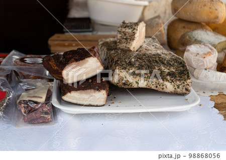 Salted Lard, Lardo di Colonnata, Fat Bacon with Spices Salted Lard, Lardo di Colonnata, Fat Bacon with Spices 98868056