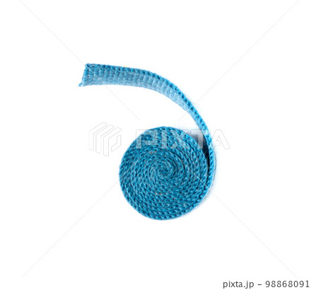 Twisted Braid Isolated, Spiral Cotton Rope, Blue Packaging Cord, Eco-Friendly Natural Blue Rope 98868091