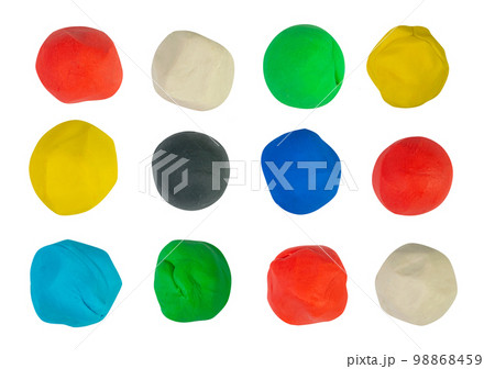 Plasticine Balls Isolated, Modeling Clay, Creativity Modelling Material, Plasticine on White Background Plasticine Balls Isolated, Modeling Clay, Creativity Modelling Material, Plasticine on White Background 98868459