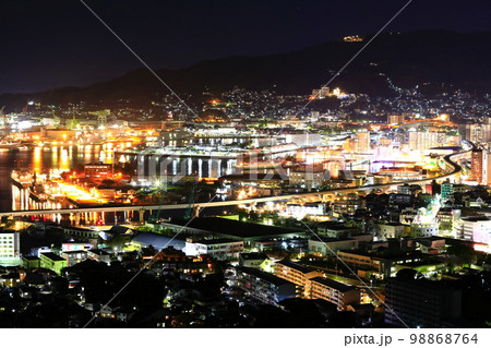 【長崎県】天神山展望台から見た佐世保港の夜景 98868764