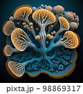 Mycelium fungus structure on black background Mycelium fungus structure on black background 98869317