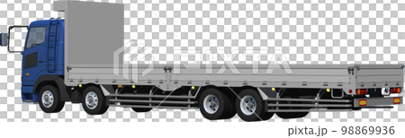 特定メーカーをイメージさせないオリジナル低床4軸カーゴトラック切抜き画像イラスト 98869936