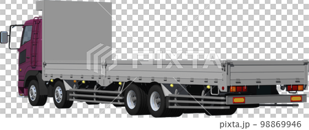 特定メーカーをイメージさせないオリジナル低床4軸カーゴトラック切抜き画像イラスト 98869946
