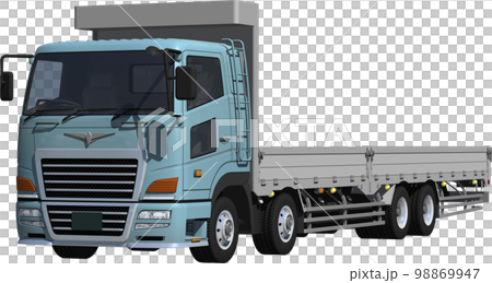 特定メーカーをイメージさせないオリジナル低床4軸カーゴトラック切抜き画像イラスト 98869947