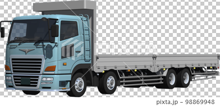 特定メーカーをイメージさせないオリジナル低床4軸カーゴトラック切抜き画像イラスト 98869948