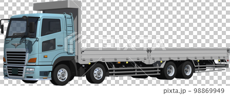 特定メーカーをイメージさせないオリジナル低床4軸カーゴトラック切抜き画像イラスト 98869949