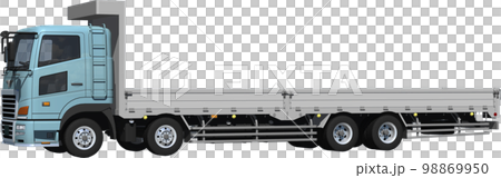 特定メーカーをイメージさせないオリジナル低床4軸カーゴトラック切抜き画像イラスト 98869950
