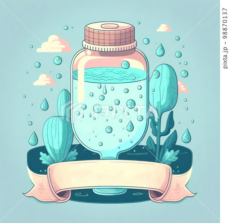 World water day cute illustration graphic with copy space background. 98870137