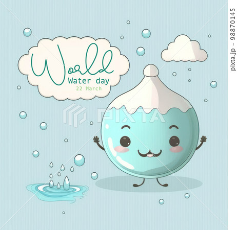World water day cute illustration graphic with copy space background. World water day cute illustration graphic with copy space background. 98870145