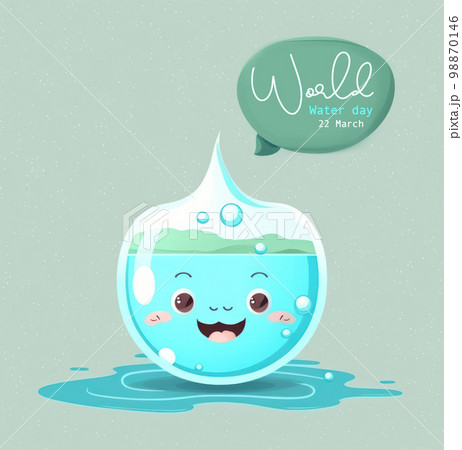 World water day cute illustration graphic with copy space background. 98870146