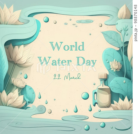 World water day cute illustration graphic with copy space background. World water day cute illustration graphic with copy space background. 98870148