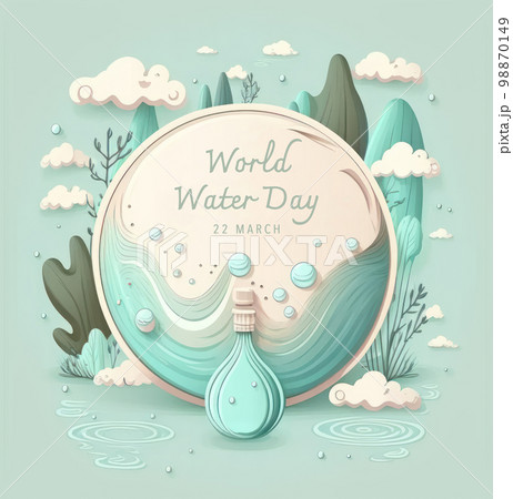 World water day cute illustration graphic with copy space background. 98870149