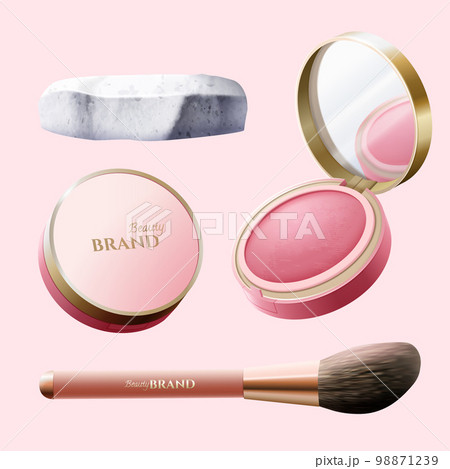 3D Compact powder and makeup brush 98871239