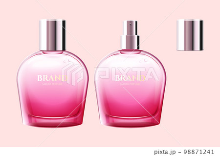 3D pink perfume glass bottle mockup 3D pink perfume glass bottle mockup 98871241