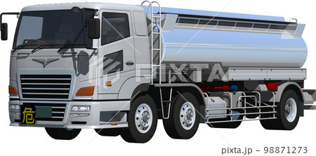 特定メーカーをイメージさせないオリジナル大型タンクローリー切抜き画像イラスト 98871273