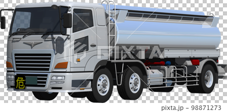特定メーカーをイメージさせないオリジナル大型タンクローリー切抜き画像イラスト 98871273