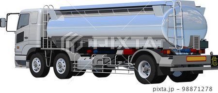 特定メーカーをイメージさせないオリジナル大型タンクローリー切抜き画像イラスト 98871278